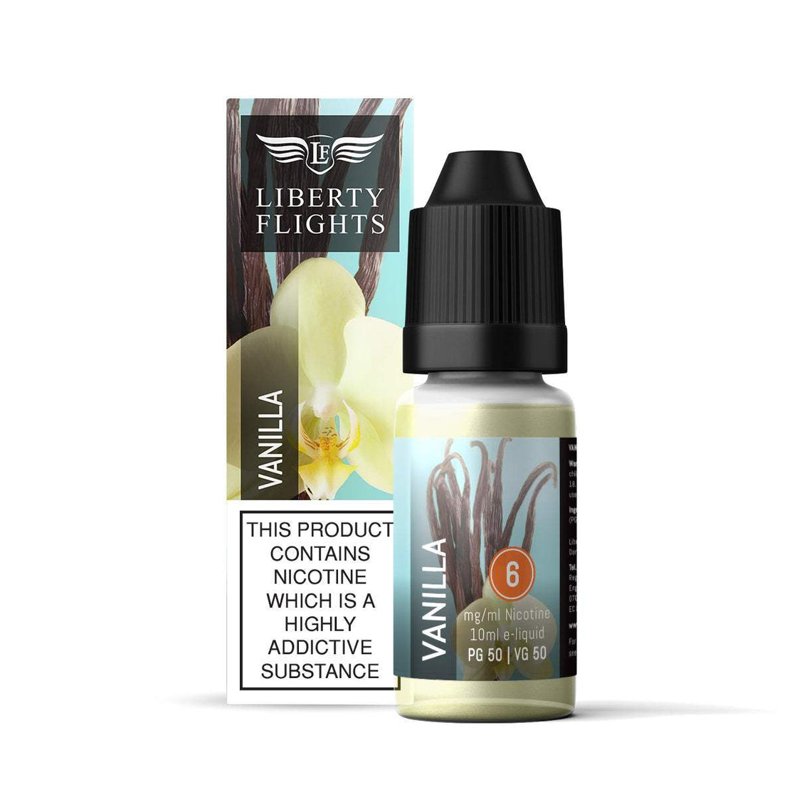 VANILLA - 10ML E-LIQUID 50VG|50PG BY LIBERTY FLIGHTS - 0MG|3MG|6MG|12MG|18MG - 1X|3X|4X|10X BOTTLES