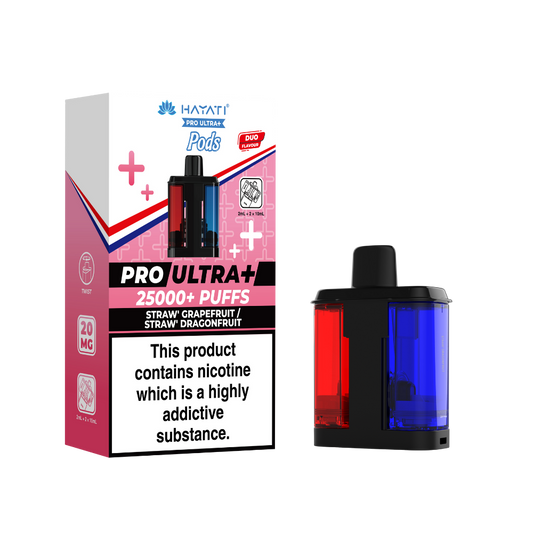 Hayati Pro Ultra Plus 25K Prefilled Pods - Straw' Grapefruit/Straw' Dragonfruit