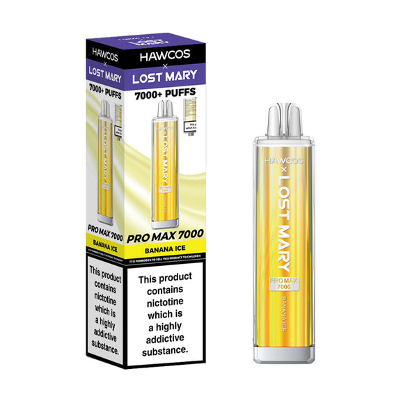 BANANA ICE - HAWCOS X LOST MARY PRO MAX 7000 DISPOSABLE VAPE - 20MG(2%)