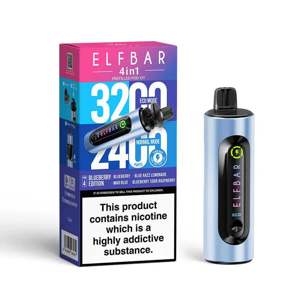 BLUEBERRY EDITION - ELF BAR 4IN1 POD SYSTEM DEVICE KIT - 3200PUFFS