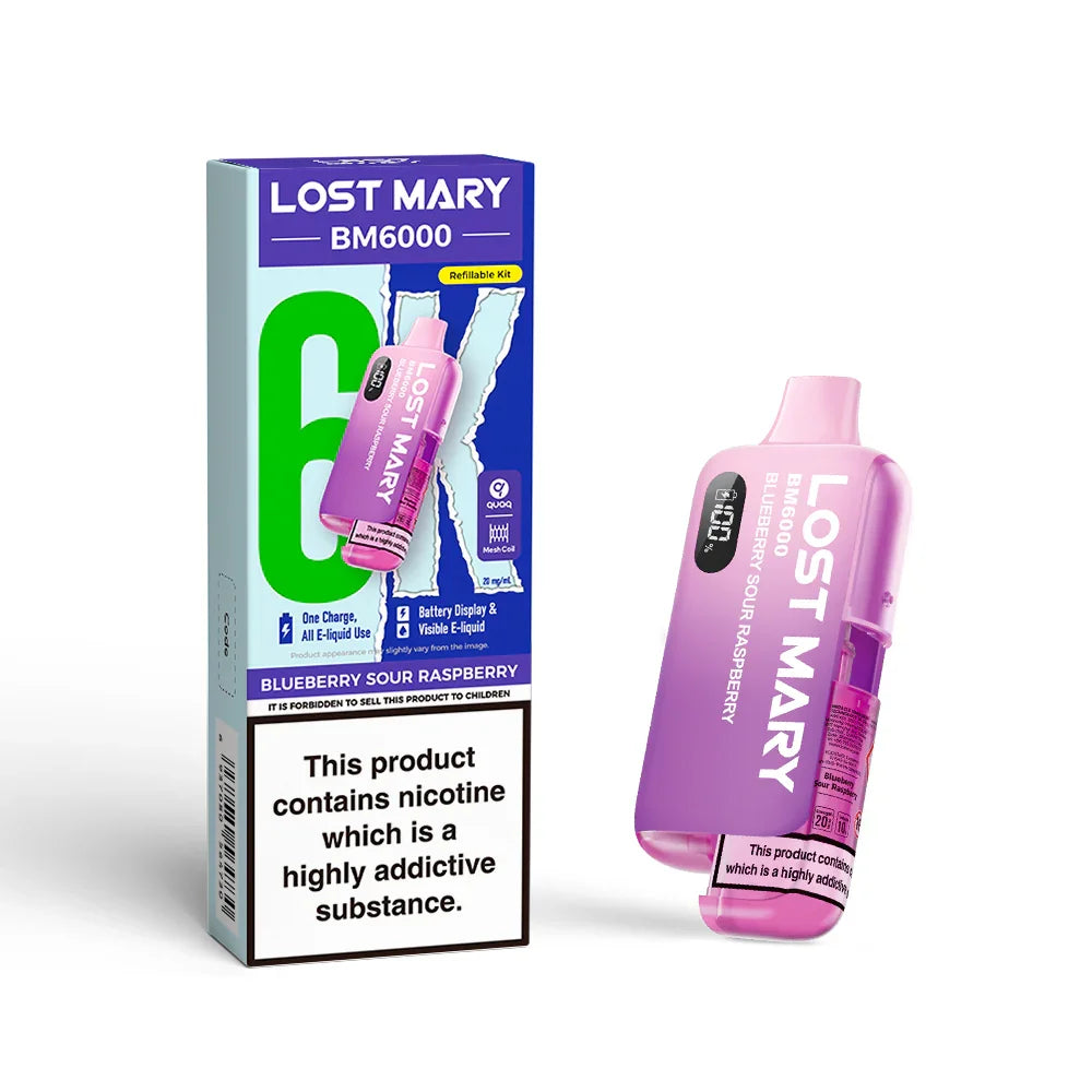 LOST MARY BM6000 v2 BLUEBERRY SOUR RASPBERRY PRE-FILLED VAPE KIT - 20mg