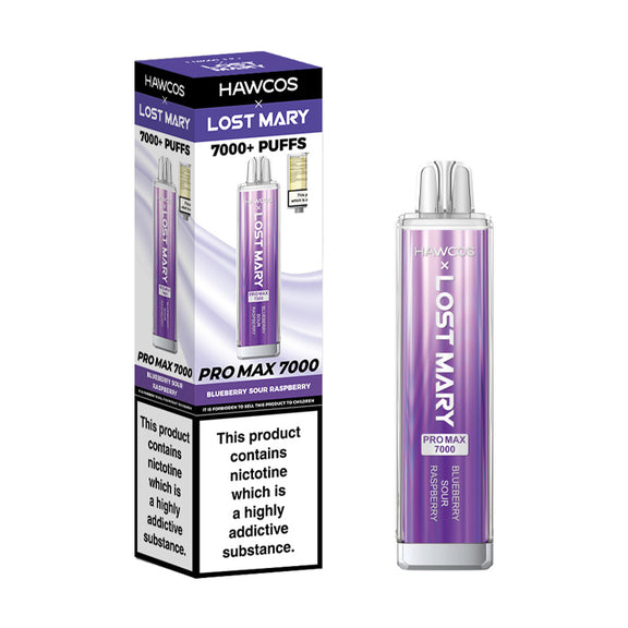 BLUEBERRY SOUR RASPBERRY - HAWCOS X LOST MARY PRO MAX 7000 DISPOSABLE VAPE - 20MG(2%)