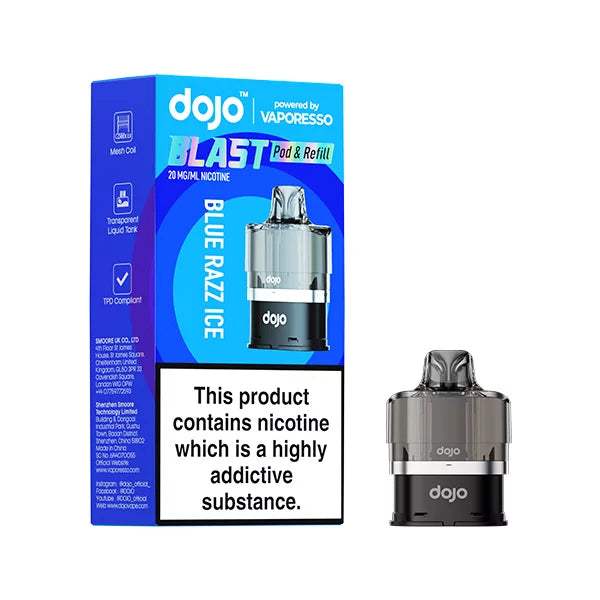 BLUE RAZZ ICE - VAPORESSO DOJO BLAST 6000 PRE-FILLED POD