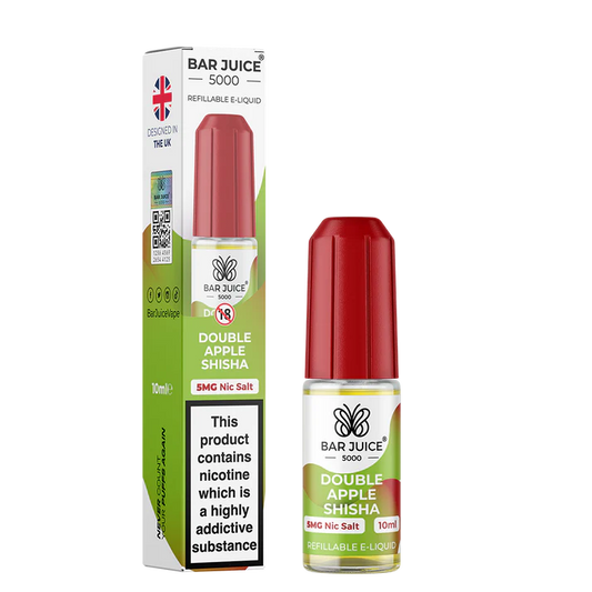 DOUBLE APPLE SHISHA 10ML E LIQUID NICOTINE SALT BY BAR JUICE 5000 - 5MG|10MG|20MG