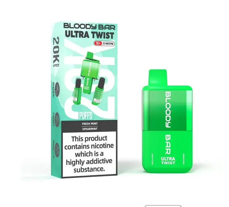 FRESH MINT | SPEARMINT - BLOODY BAR ULTRA TWIST 20K DISPOSABLE VAPE - 20MG(2%)