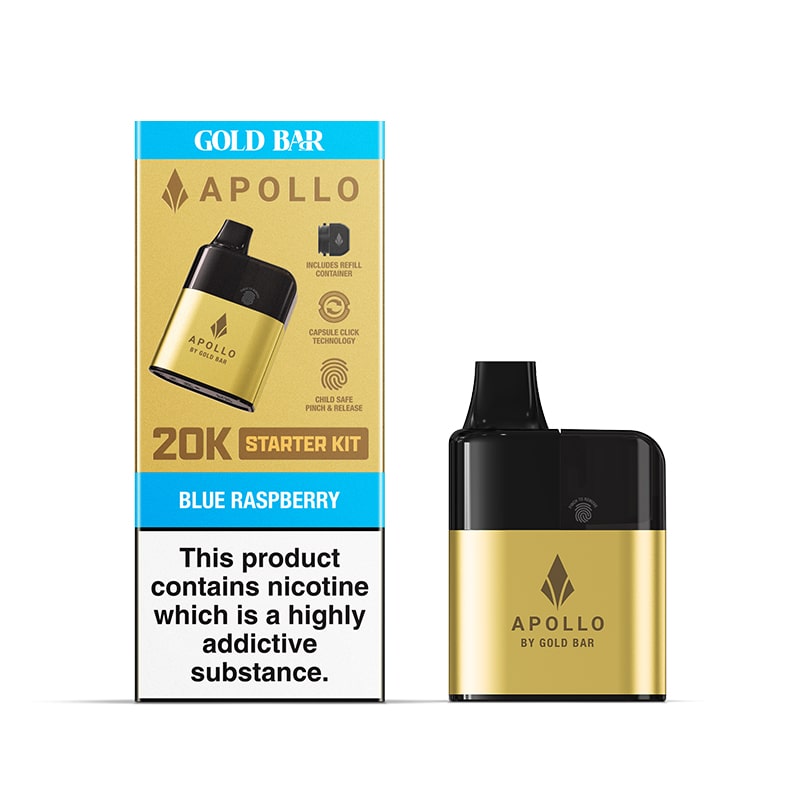 BLUE RASPBERRY - GOLD BAR APOLLO PRE FILLED POD KIT 20MG (2%)