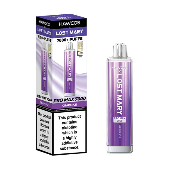 GRAPE ICE - HAWCOS X LOST MARY PRO MAX 7000 DISPOSABLE VAPE - 20MG(2%)