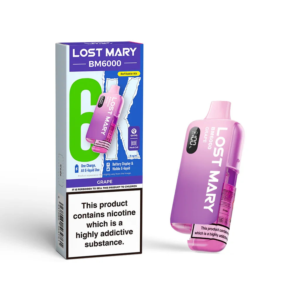 LOST MARY BM6000 v2 GRAPE PRE-FILLED VAPE KIT - 20mg