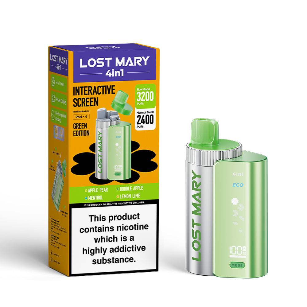 GREEN EDITION - LOST MARY 4IN1 POD SYSTEM DEVICE KIT - 3200PUFFS