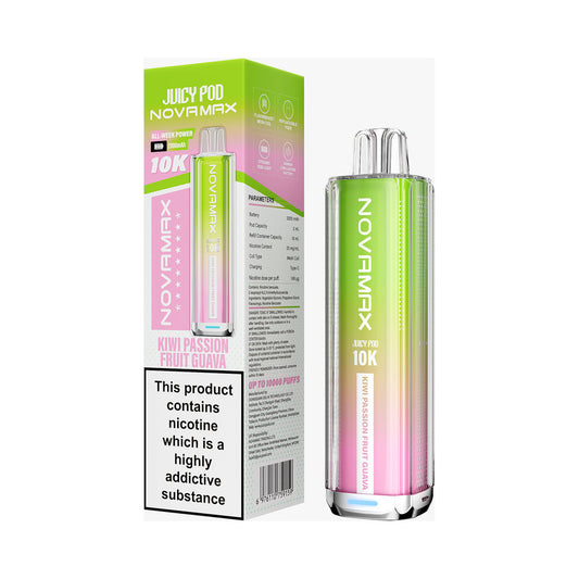 KIWI PASSIONFRUIT & GUAVA - JUICY POD NOVAMAX 10K PRE-FILLED VAPE KIT