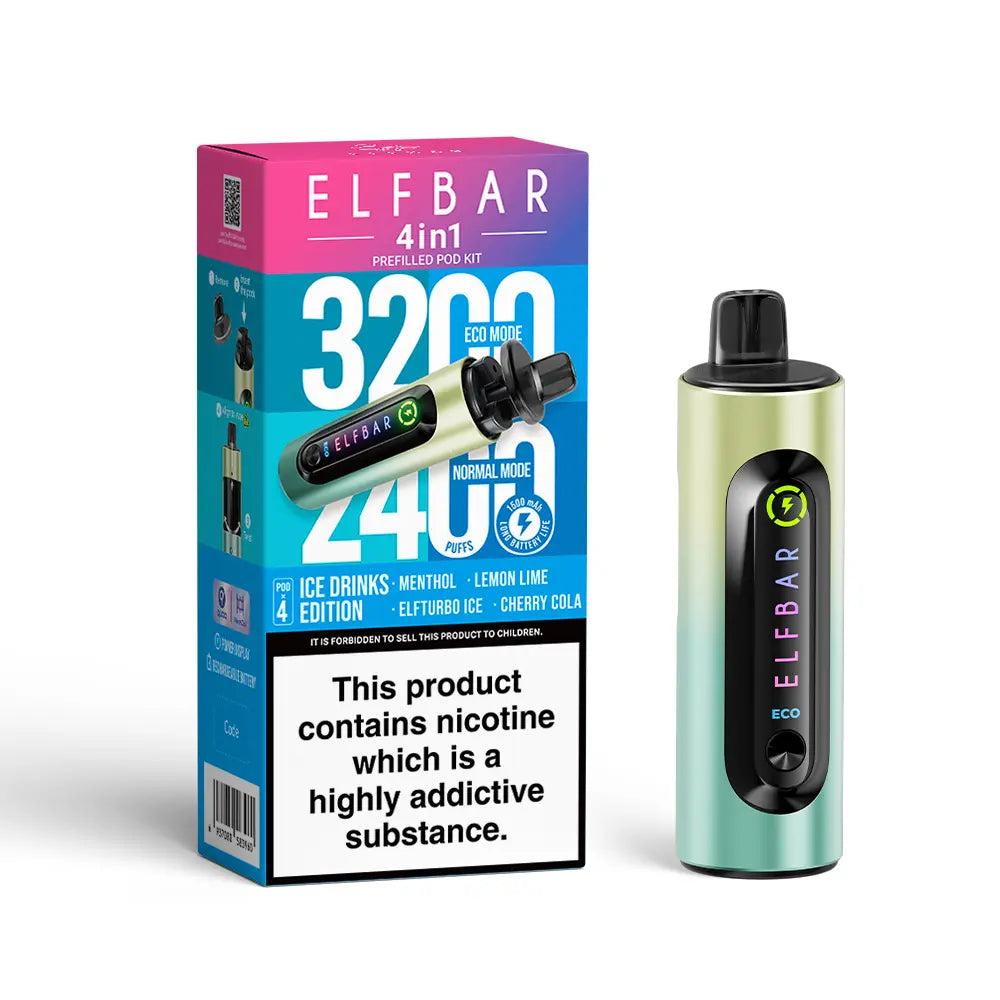 ICE DRINKS EDITION - ELF BAR 4IN1 POD SYSTEM DEVICE KIT - 3200PUFFS