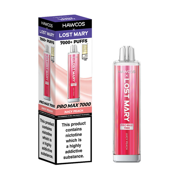 JUICY PEACH - HAWCOS X LOST MARY PRO MAX 7000 DISPOSABLE VAPE - 20MG(2%)