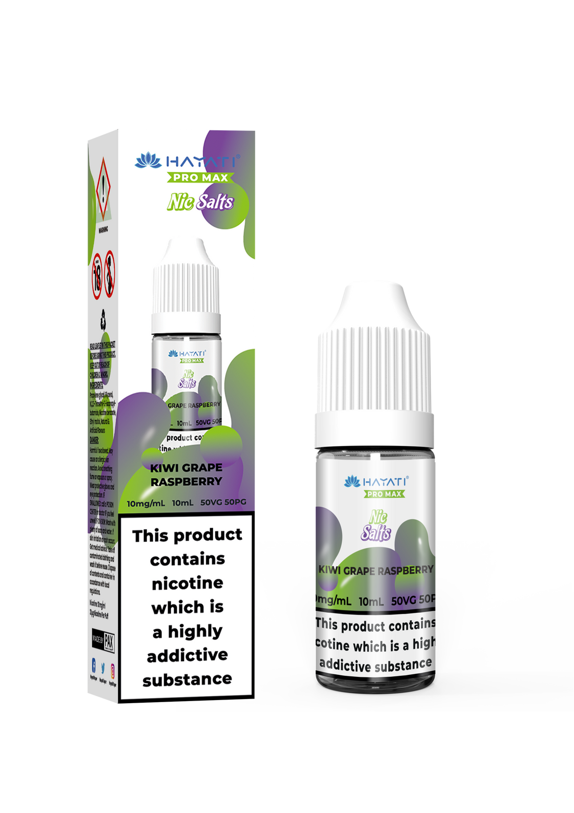 KIWI GRAPE RASPBERRY 10ML NIC SALT BY HAYATI PRO MAX 10MG(1%) | 20MG(2%)