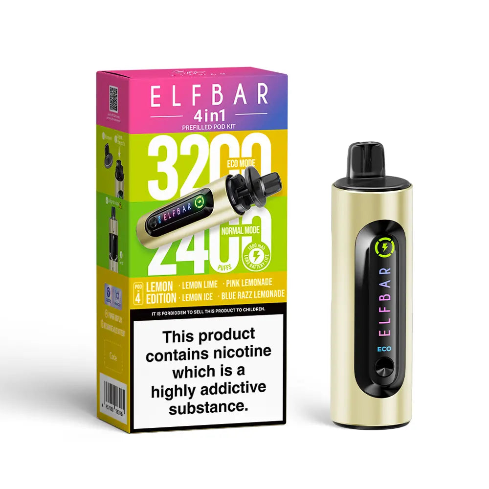 LEMON EDITION - ELF BAR 4IN1 POD SYSTEM DEVICE KIT - 3200PUFFS