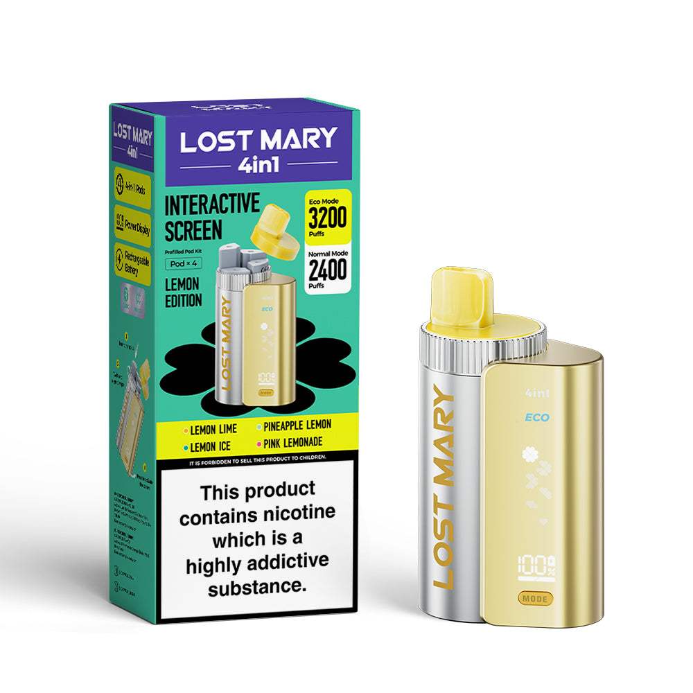 LEMON EDITION - LOST MARY 4IN1 POD SYSTEM DEVICE KIT - 3200PUFFS