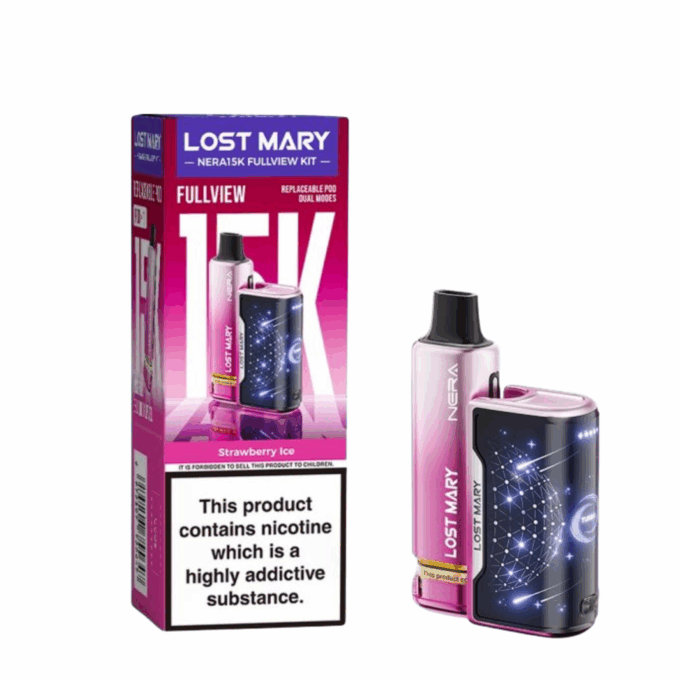 Lost Mary Nera Fullview 15K Prefilled Vape Kit 20mg (2%) - Strawberry Ice