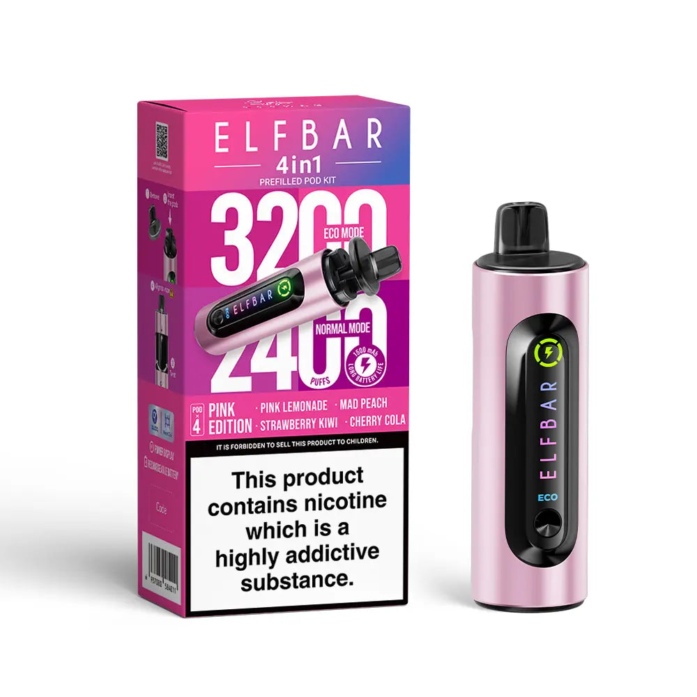 PINK EDITION - ELF BAR 4IN1 POD SYSTEM DEVICE KIT - 3200PUFFS