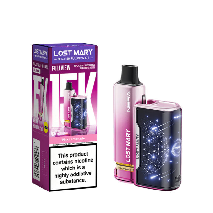Lost Mary Nera Fullview 15K Prefilled Vape Kit 20mg (2%) - Pink Lemonade