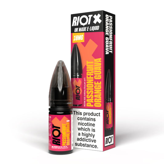 PASSIONFRUIT ORANGE GUAVA - RIOT X - 10ML NIC SALT E-LIQUID - 5MG | 10MG | 20MG BY RIOT SQUAD
