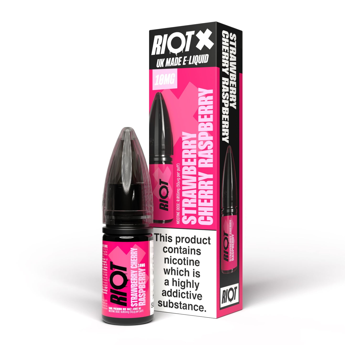 STRAWBERRY CHERRY RASPBERRY - RIOT X - 10ML NIC SALT E-LIQUID - 5MG | 10MG | 20MG BY RIOT SQUAD