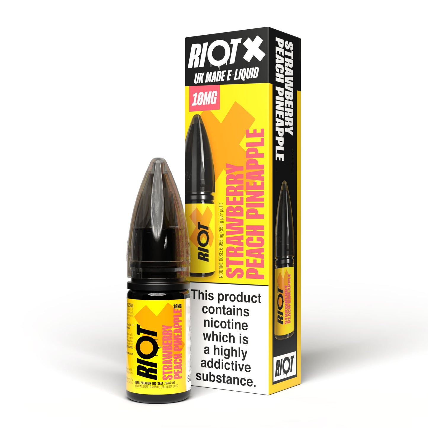 STRAWBERRY PEACH PINEAPPLE - RIOT X - 10ML NIC SALT E-LIQUID - 5MG | 10MG | 20MG BY RIOT SQUAD