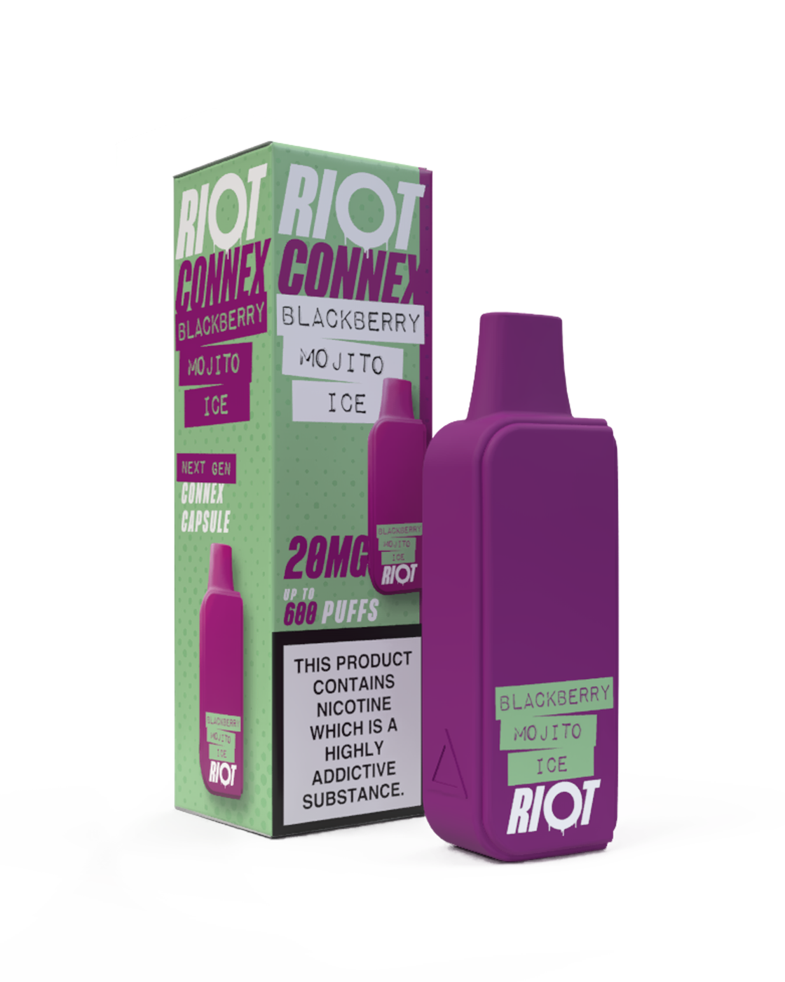 BLACKBERRY MOJITO ICE - RIOT CONNEX - PRE-FILLED POD - 600 PUFFS BY RIOT SQUAD