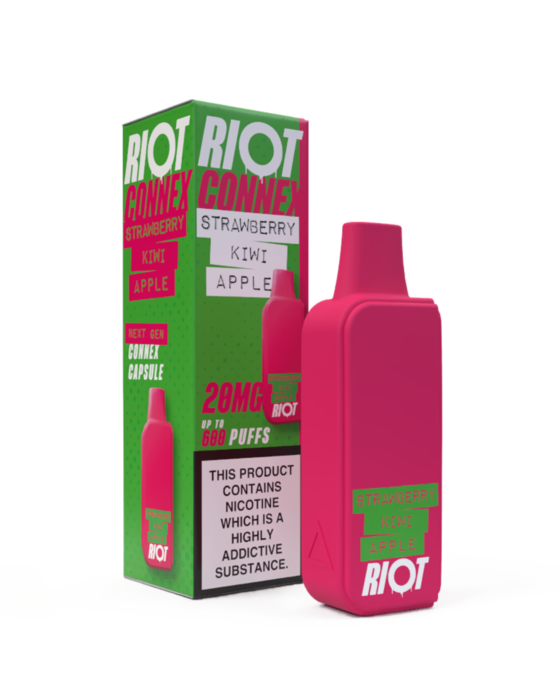 STRAWBERRY KIWI APPLE - RIOT CONNEX - PRE-FILLED POD - 600 PUFFS BY RIOT SQUAD