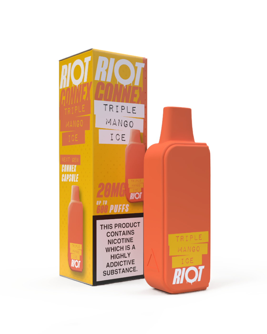 TRIPLE MANGO - RIOT CONNEX - PRE-FILLED POD - 600 PUFFS BY RIOT SQUAD