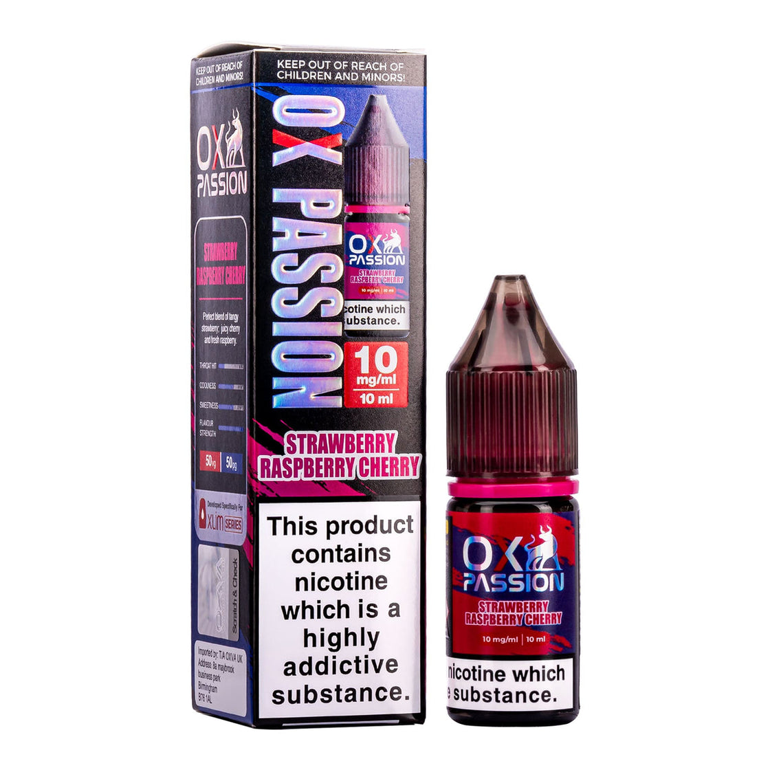 STRAWBERRY RASPBERRY CHERRY ICE 10ML NIC SALT BY OXVA OX PASSION 10MG(1%) | 20MG(2%)