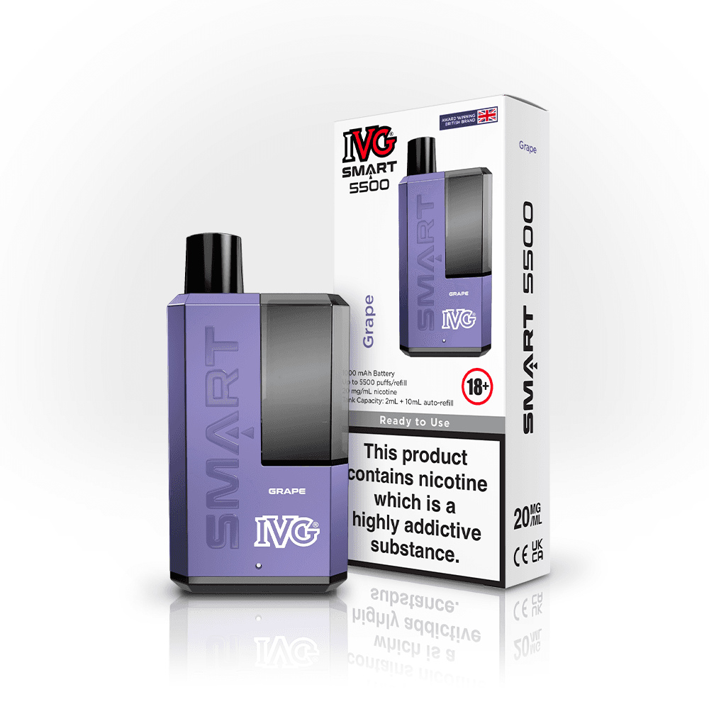 GRAPE - IVG SMART 5500 DISPOSABLE VAPE - 20MG(2%)