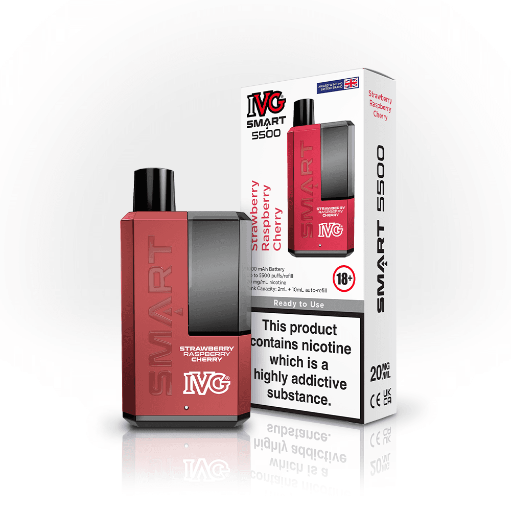 STRAWBERRY RASPBERRY CHERRY - IVG SMART 5500 DISPOSABLE VAPE - 20MG(2%)