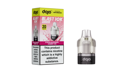 Straw-Raspberry Cherry Ice - Vaporesso Dojo Blast 10K Prefilled Pod + Refill Container