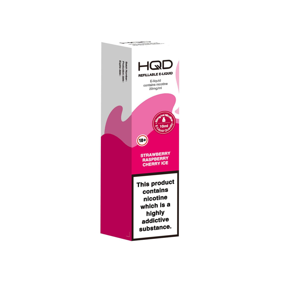 STRAWBERRY RASPBERRY CHERRY ICE 10ML E LIQUID NICOTINE SALT BY HQD