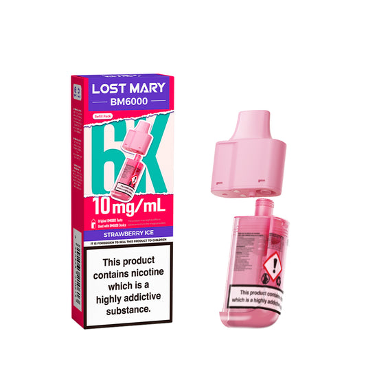 LOST MARY BM6000 v2 STRAWBERRY ICE VAPE POD - 20mg