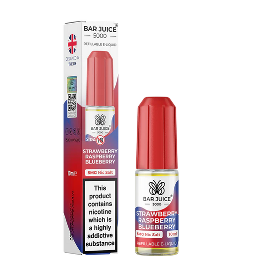 STRAWBERRY RASPBERRY BLUEBERRY 10ML E LIQUID NICOTINE SALT BY BAR JUICE 5000 - 5MG|10MG|20MG