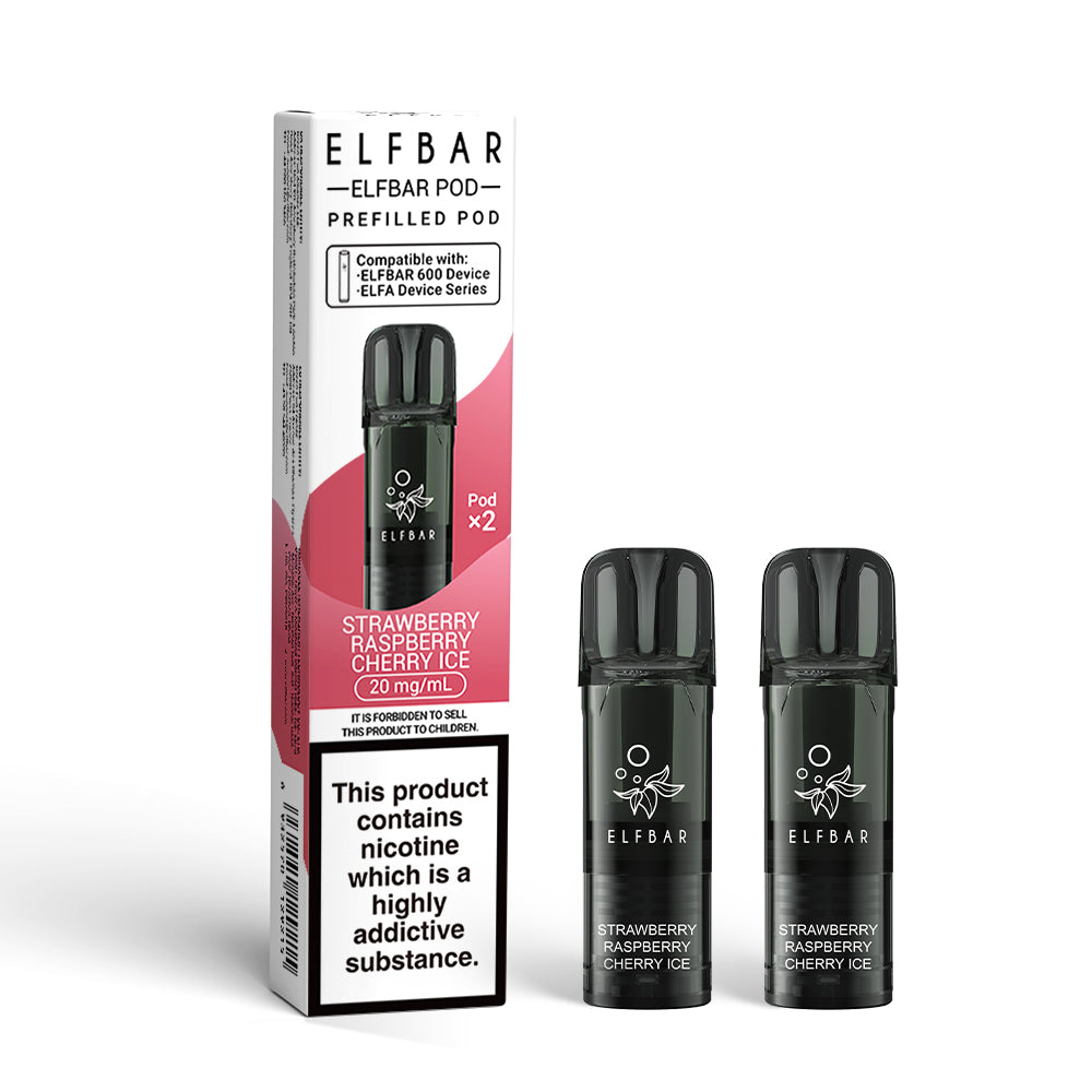 STRAWBERRY RASPBERRY CHERRY ICE ELFBAR 600 PODS (PACK OF 2)