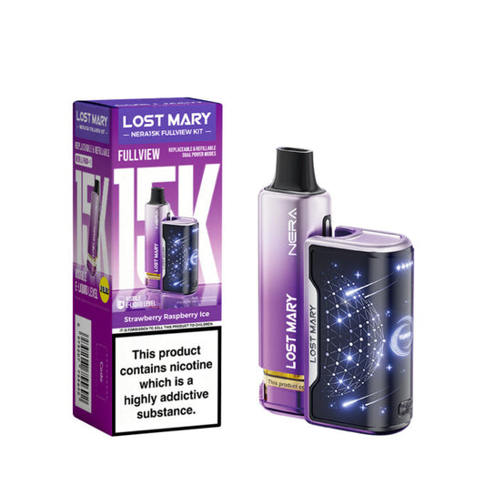 Lost Mary Nera Fullview 15K Prefilled Vape Kit 20mg (2%) - Strawberry Raspberry Ice