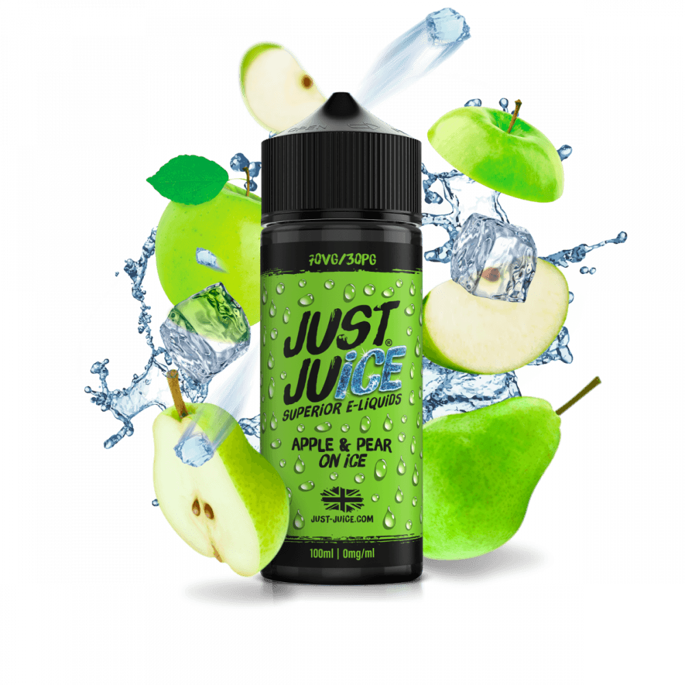 APPLE & PEAR ON ICE 100ML SHORT FILL E-LIQUID BY JUST JUICE - Vapeslough