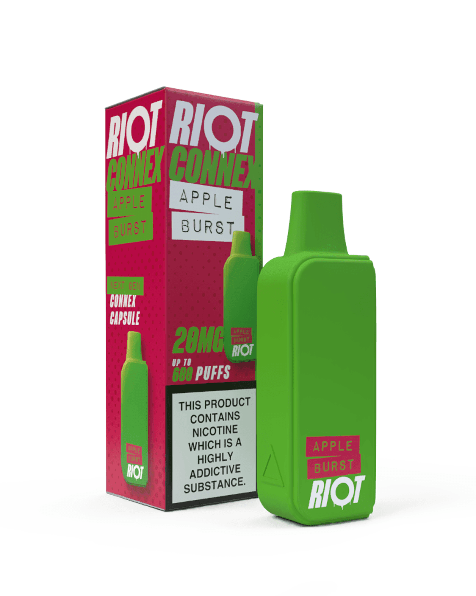 APPLE BURST - RIOT CONNEX - PRE-FILLED POD - 600 PUFFS BY RIOT SQUAD - Vapeslough