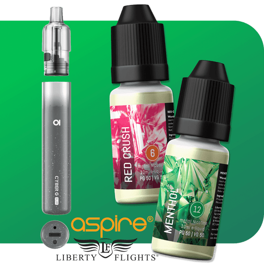 ASPIRE CYBER G SLIM PRO POD SYSTEM KIT + 3 X LIBERTY FLIGHTS BUNDLE - 1200MAH - Vapeslough