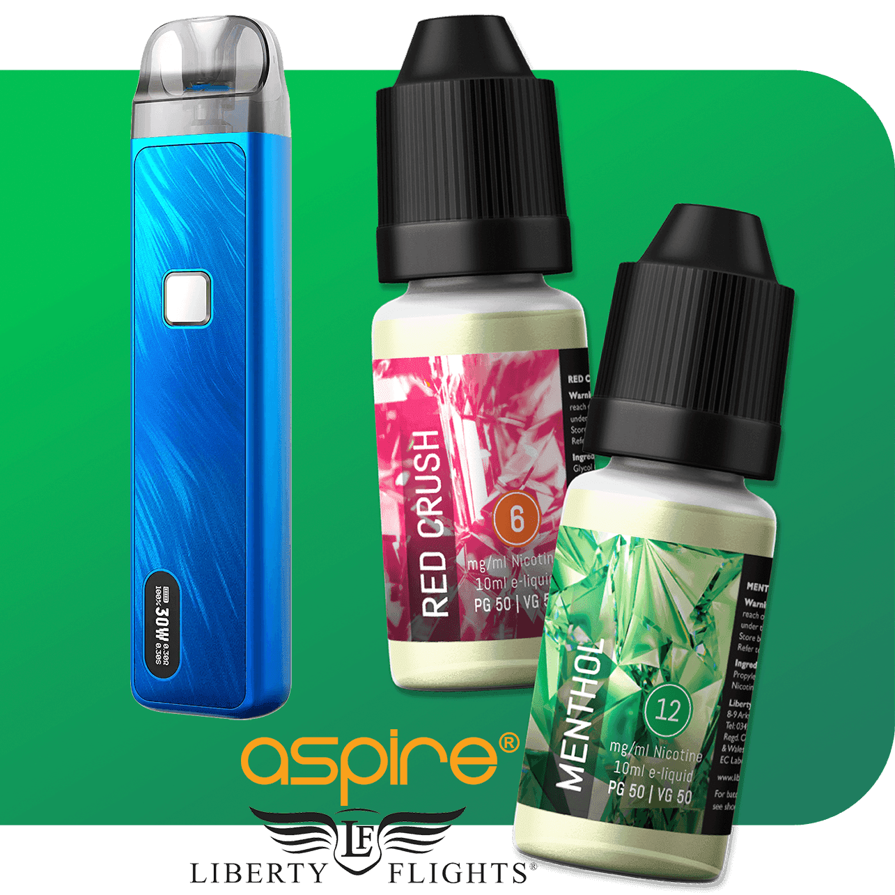 ASPIRE FLEXUS PRO POD SYSTEM KIT + 3 X LIBERTY FLIGHTS BUNDLE - 1200MAH - Vapeslough