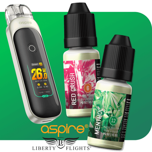 ASPIRE PIXO POD SYSTEM KIT + 3 X LIBERTY FLIGHTS BUNDLE - 1100MAH - Vapeslough