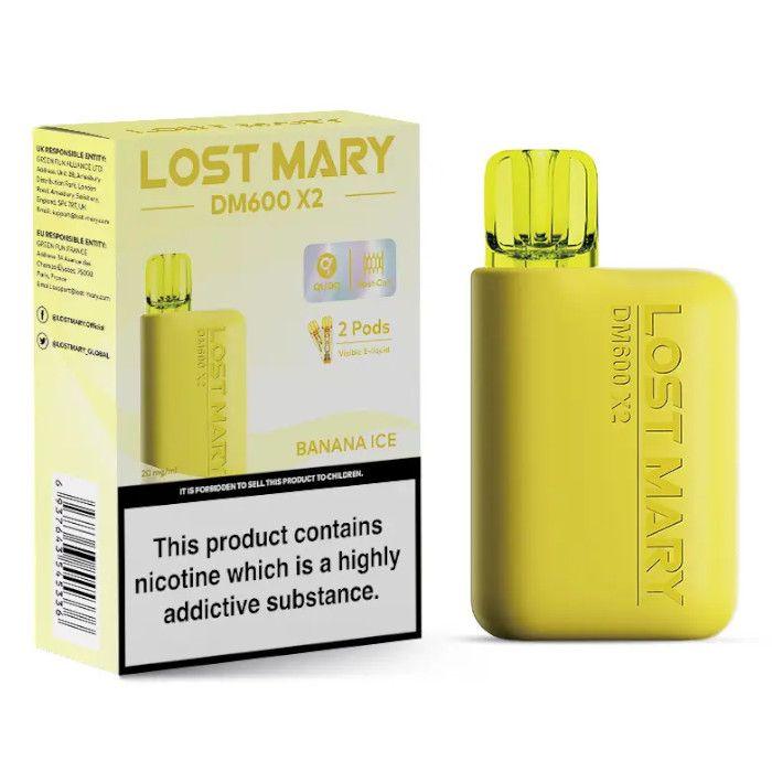 BANANA ICE - LOST MARY DM600 X2 DISPOSABLE VAPE BY LOST MARY - 2% (20MG) - Vapeslough