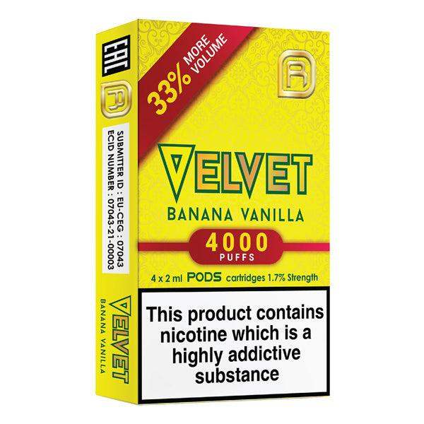 BANANA VANILLA - VELVET NANOSTIX PODS - 4000 PUFFS - PACK OF 4 - Vapeslough