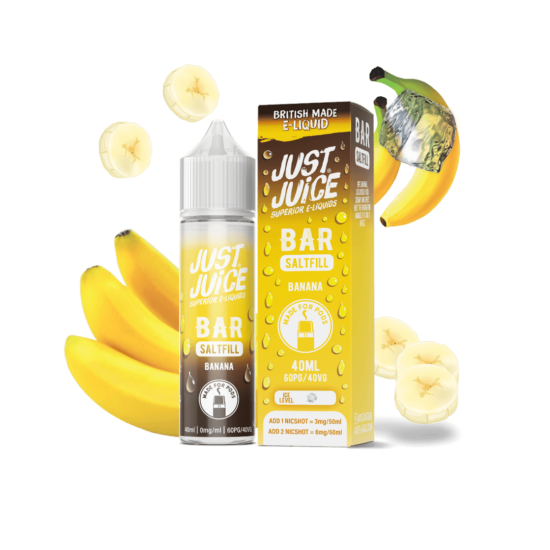 BANANA - 40ML BAR SALTFILL E-LIQUID BY JUST JUICE