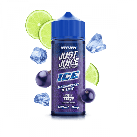 BLACKCURRANT & LIME ICE 100ML SHORT FILL E-LIQUID BY JUST JUICE - Vapeslough