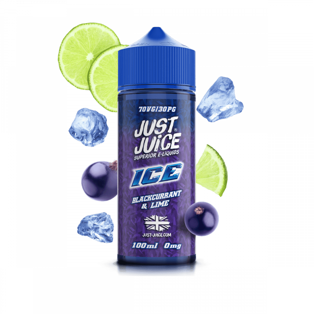 BLACKCURRANT & LIME ICE 100ML SHORT FILL E-LIQUID BY JUST JUICE - Vapeslough