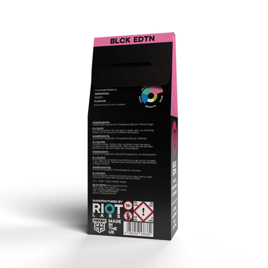 BLCK EDTN - DELUXE PASSIONFRUIT & RHUBARB SHORTFILL 100ML BY RIOT SQUAD - Vapeslough