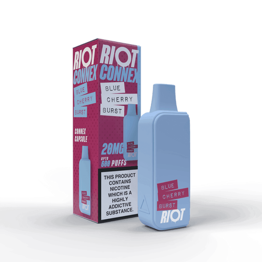 BLUE CHERRY BURST - RIOT CONNEX - PRE-FILLED POD - 600 PUFFS BY RIOT SQUAD - Vapeslough