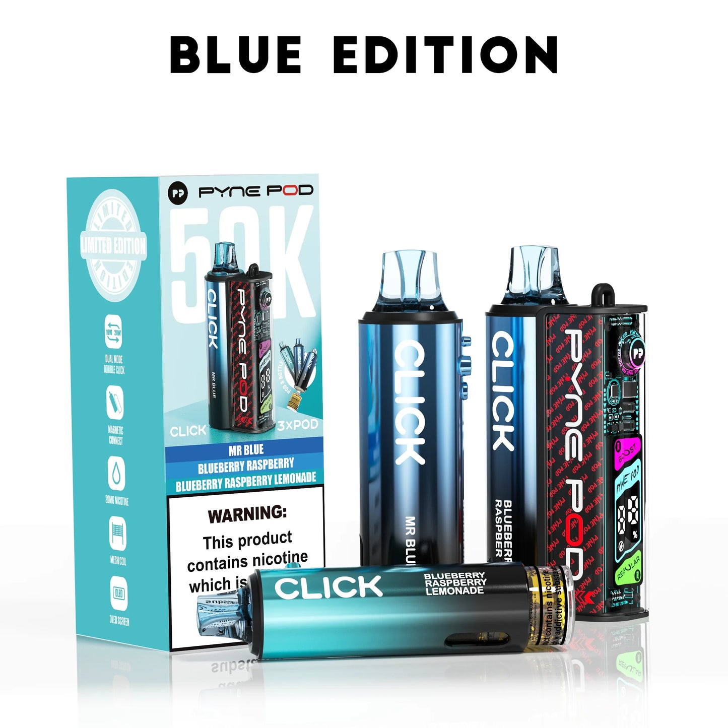 Blue Edition - Pyne Pod Click 50K Prefilled Pod Kit - Vapeslough